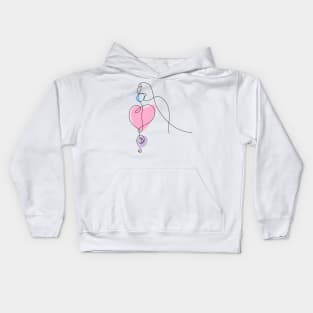 Valentines day One Continuous Line art Kids Hoodie